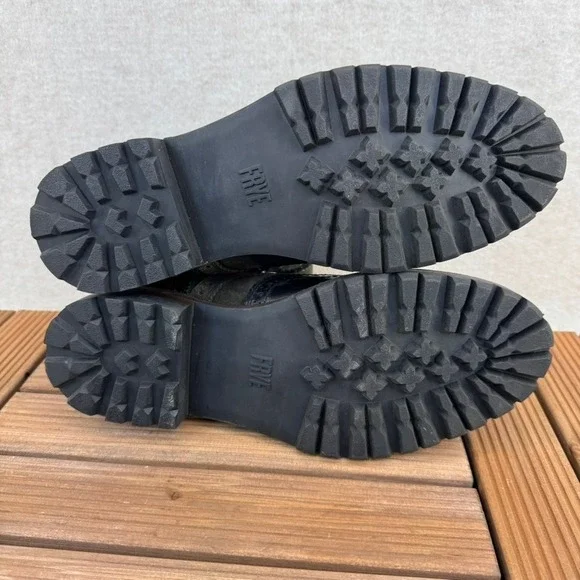 Frye George Adirondack Mens 8.5 Suede Leather Wingtip Lace Up Boots Olive Black - Picture 13 of 16